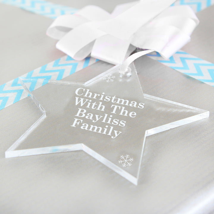 Buy Personalised Acrylic Star Decoration available now at www.giftsfinder.co.uk