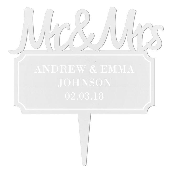 Buy Personalised Mr & Mrs Plaque Acrylic Cake Topper at www.giftsfinder.co.uk