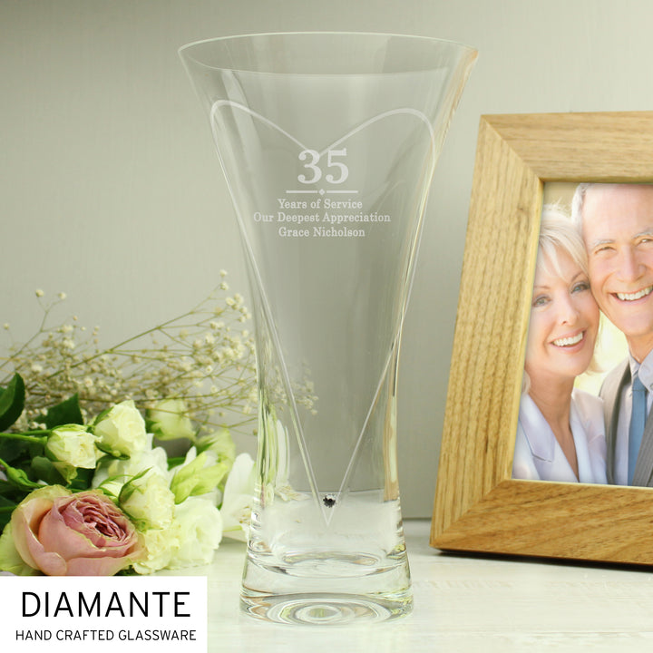 Personalised Special Year Diamante Heart Vase in gift category Personalised Vases