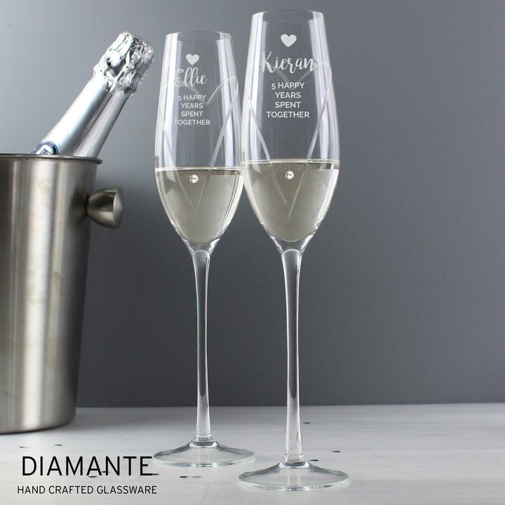 Personalised Hand Cut Heart Celebration Pair Of Flutes With Gift Box - part of the Gifts Finder Personalised Wedding Champagne Flutes collection