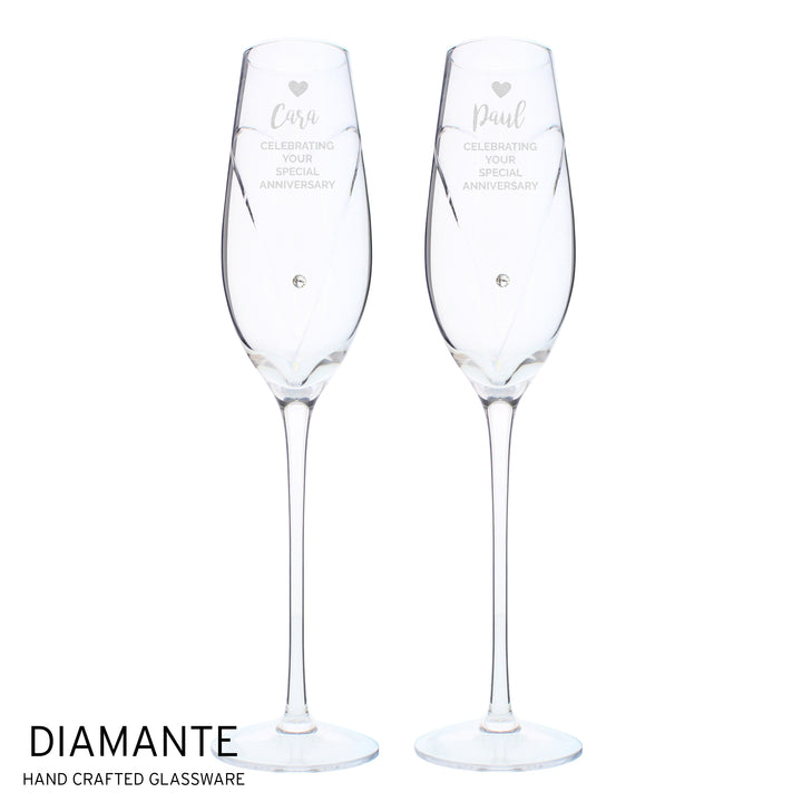 Personalised Hand Cut Heart Celebration Pair Of Flutes With Gift Box - part of the Gifts Finder Personalised Wedding Champagne Flutes collection