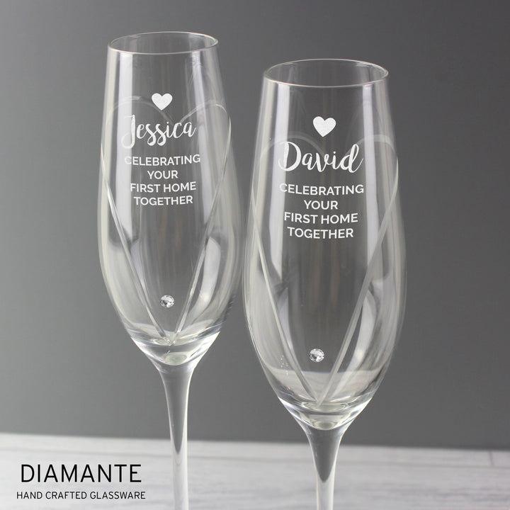 Personalised Hand Cut Heart Celebration Pair Of Flutes With Gift Box - part of the Gifts Finder Personalised Wedding Champagne Flutes collection