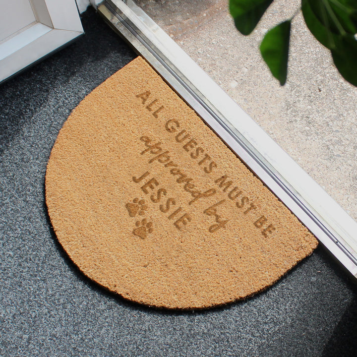 Buy Personalised Approved By The Pet Half Moon Indoor Doormat available now at www.giftsfinder.co.uk