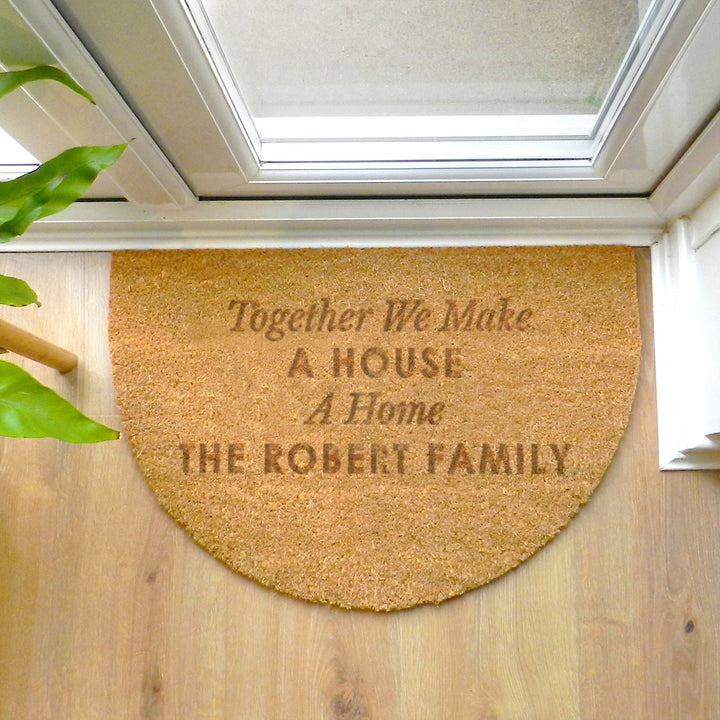 Buy Personalised Free Text Half Moon Indoor Doormat available now at www.giftsfinder.co.uk