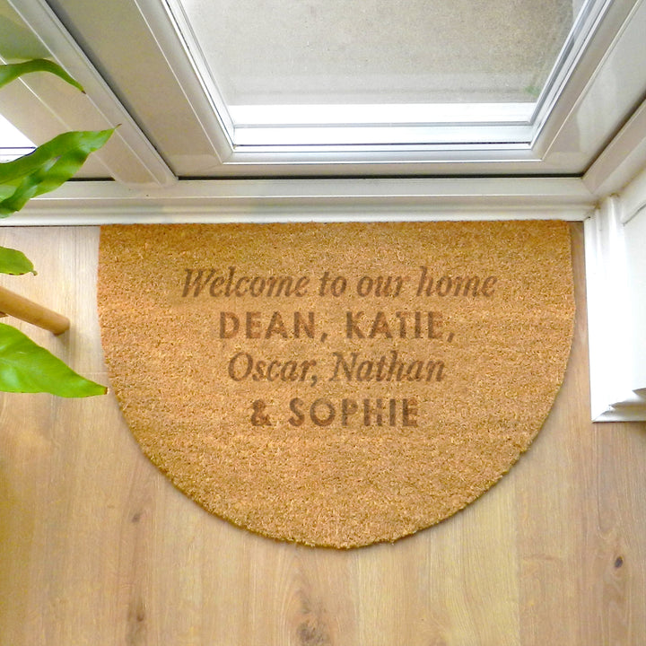 Buy Personalised Free Text Half Moon Indoor Doormat available now at www.giftsfinder.co.uk