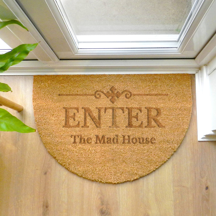 Buy Personalised Ornate Half Moon Indoor Doormat at www.giftsfinder.co.uk