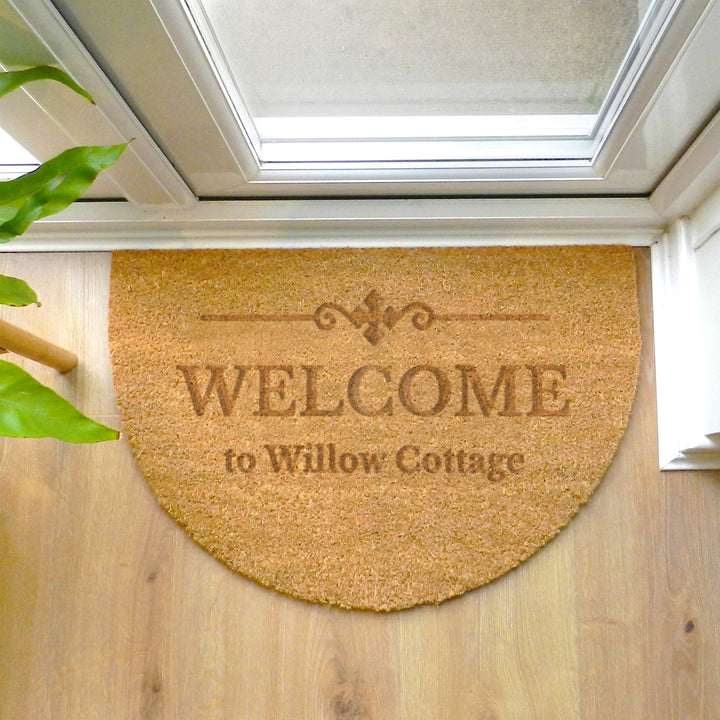 Buy Personalised Ornate Half Moon Indoor Doormat at www.giftsfinder.co.uk