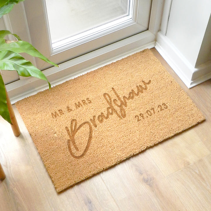 Buy Personalised Couples Rectangle Indoor Doormat available now at www.giftsfinder.co.uk