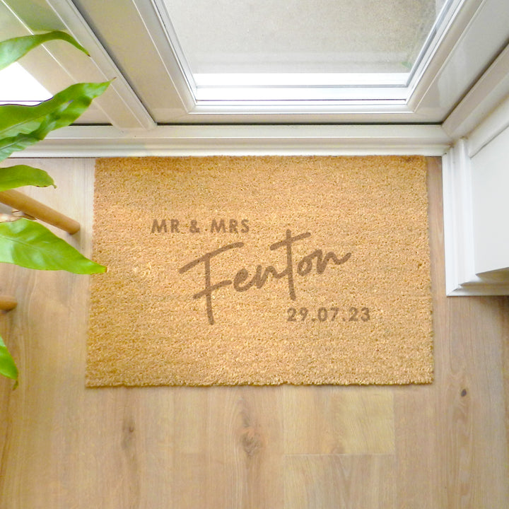 Buy Personalised Couples Rectangle Indoor Doormat available now at www.giftsfinder.co.uk