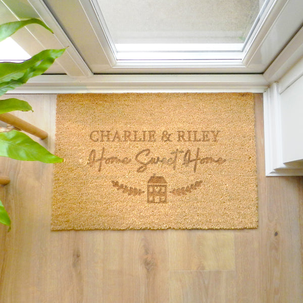 Buy Personalised Home Sweet Home Rectangle Indoor Doormat available now at www.giftsfinder.co.uk