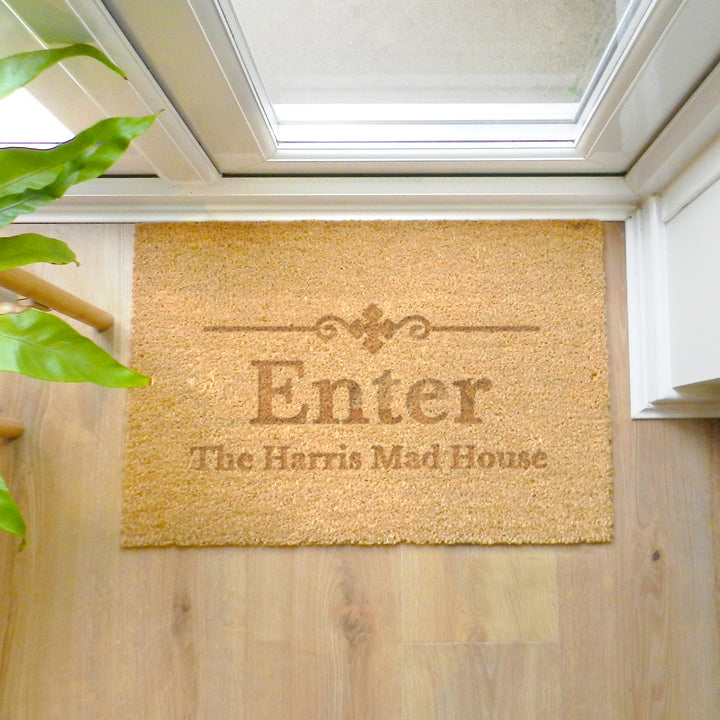 Buy Personalised Ornate Rectangle Indoor Doormat at www.giftsfinder.co.uk