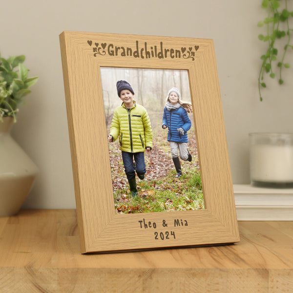 Buy Personalised Grandchildren 5x7 Wooden Photo Frame available now at www.giftsfinder.co.uk