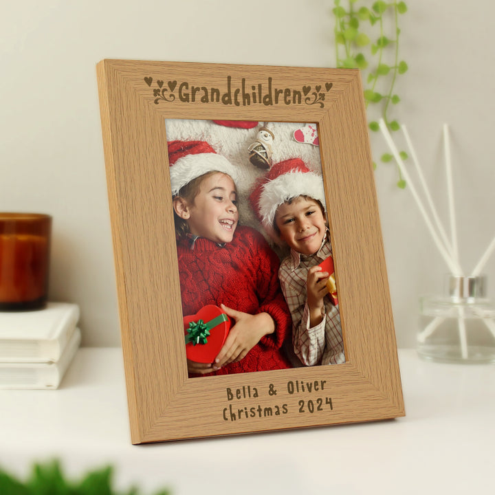 Buy Personalised Grandchildren 5x7 Wooden Photo Frame available now at www.giftsfinder.co.uk