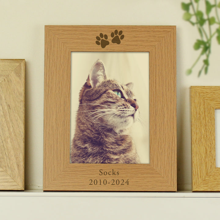 Personalised Paw Prints 5x7 Inch Wooden Photo Frame - part of the Gifts Finder Personalised Photo Frames collection