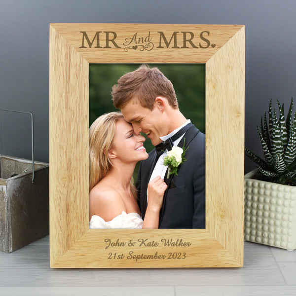 Buy Personalised Mr & Mrs 5x7 Wooden Photo Frame available now at www.giftsfinder.co.uk