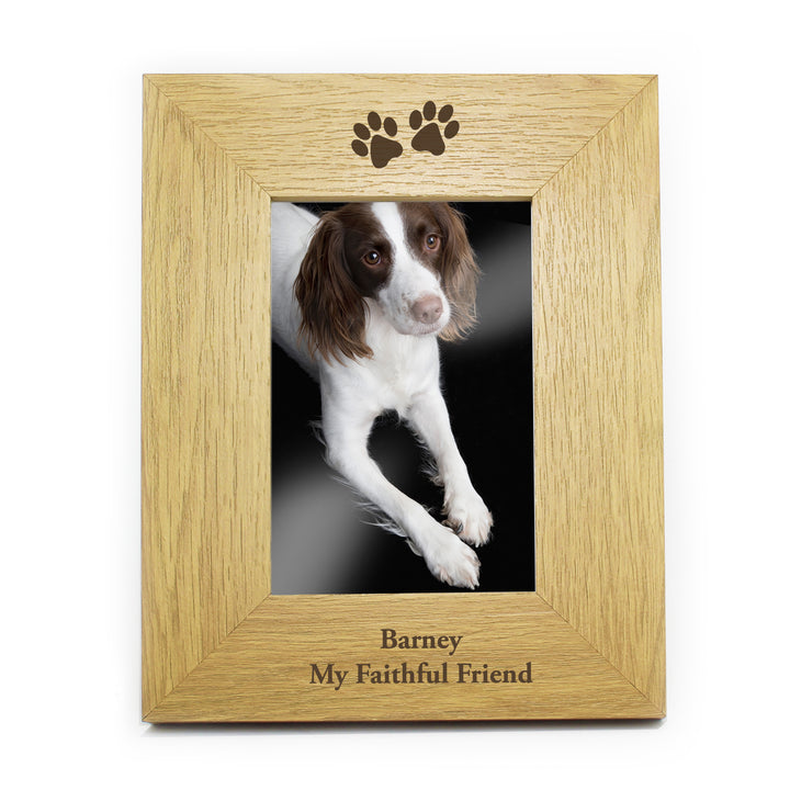 Buy Personalised Oak Finish 4x6 Paw Prints Photo Frame at www.giftsfinder.co.uk