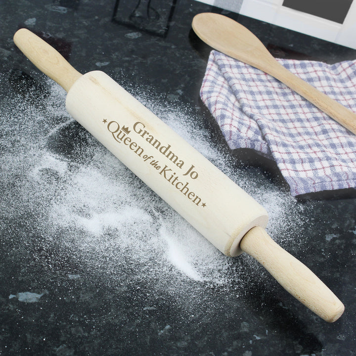 Buy Personalised Queen of the Kitchen Rolling Pin at www.giftsfinder.co.uk