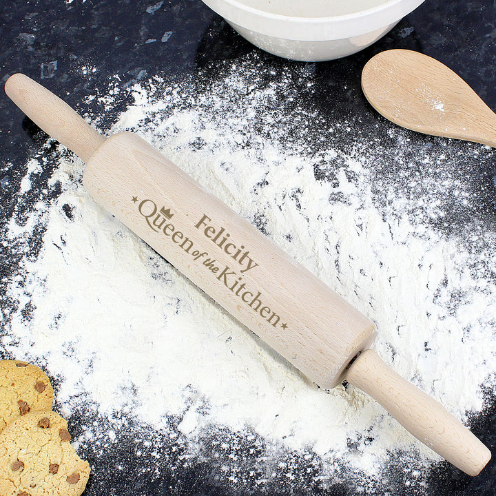 Buy Personalised Queen of the Kitchen Rolling Pin at www.giftsfinder.co.uk