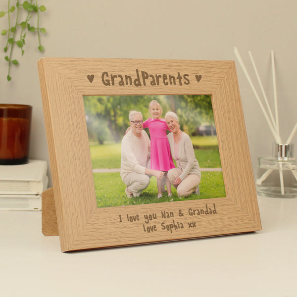 Buy Personalised Grandparents 7x5 Landscape Wooden Photo Frame available now at www.giftsfinder.co.uk