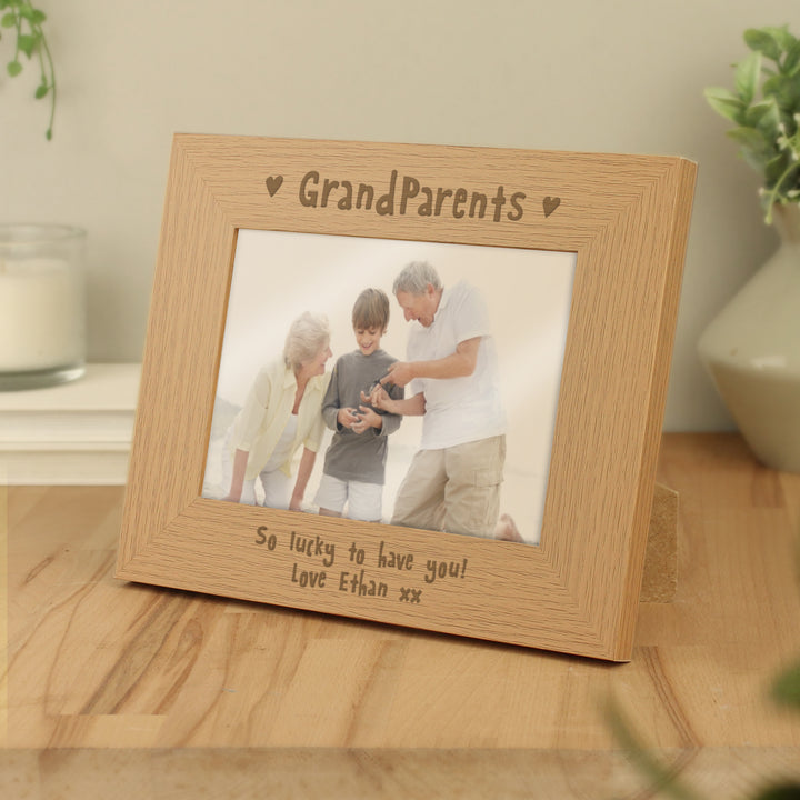 Buy Personalised Grandparents 7x5 Landscape Wooden Photo Frame available now at www.giftsfinder.co.uk