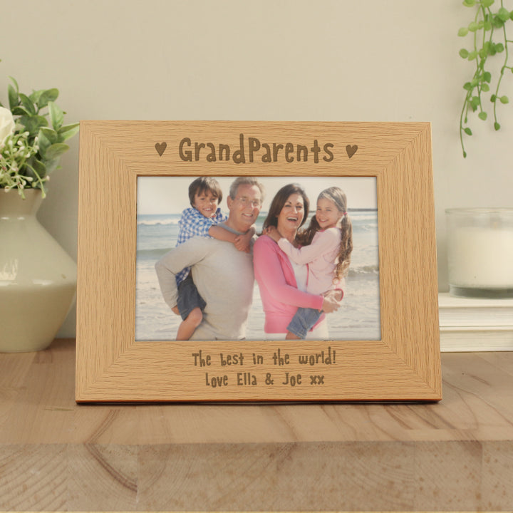 Buy Personalised Grandparents 7x5 Landscape Wooden Photo Frame available now at www.giftsfinder.co.uk