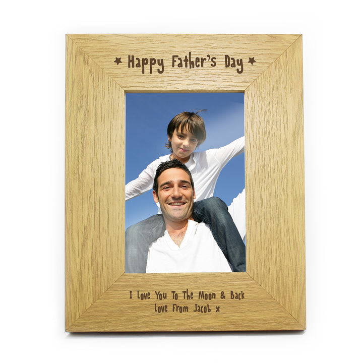 Personalised Oak Finish 4x6 Inch Happy Fathers Day Photo Frame - part of the Gifts Finder Personalised Photo Frames collection