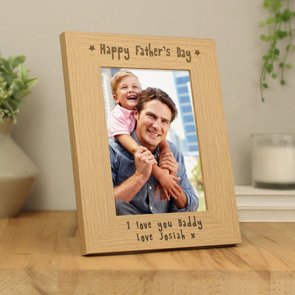 Buy Personalised Happy Father's Day 5x7 Wooden Photo Frame available now at www.giftsfinder.co.uk