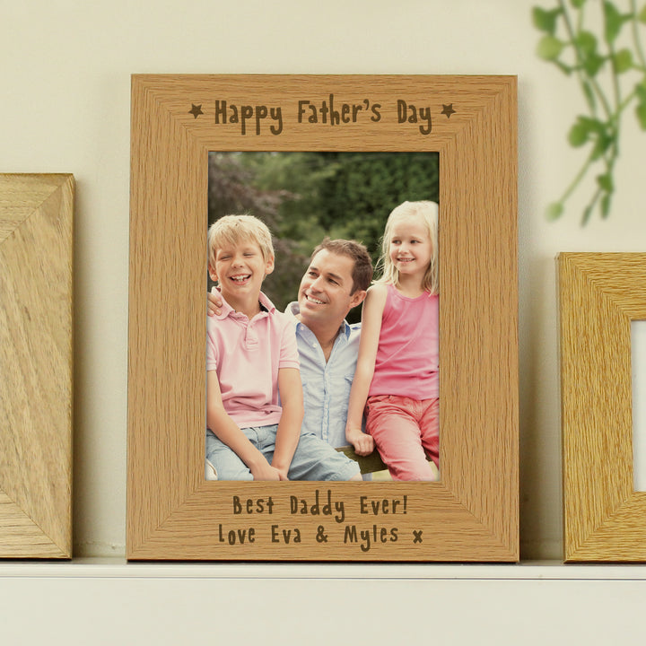 Personalised Happy Father's Day 5x7 Inch Wooden Photo Frame - part of the Gifts Finder Personalised Photo Frames collection