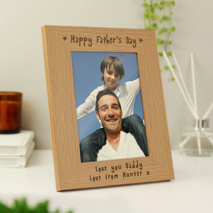 Personalised Happy Father's Day 5x7 Inch Wooden Photo Frame - part of the Gifts Finder Personalised Photo Frames collection