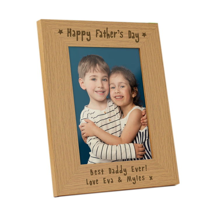 Personalised Happy Father's Day 5x7 Inch Wooden Photo Frame - part of the Gifts Finder Personalised Photo Frames collection