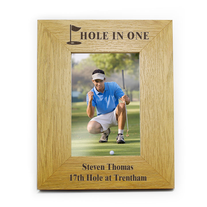 Personalised Oak Finish 4x6 Inch Golf Photo Frame