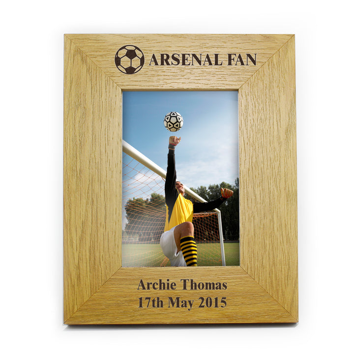 Buy Personalised Oak Finish 4x6 Football Photo Frame at www.giftsfinder.co.uk