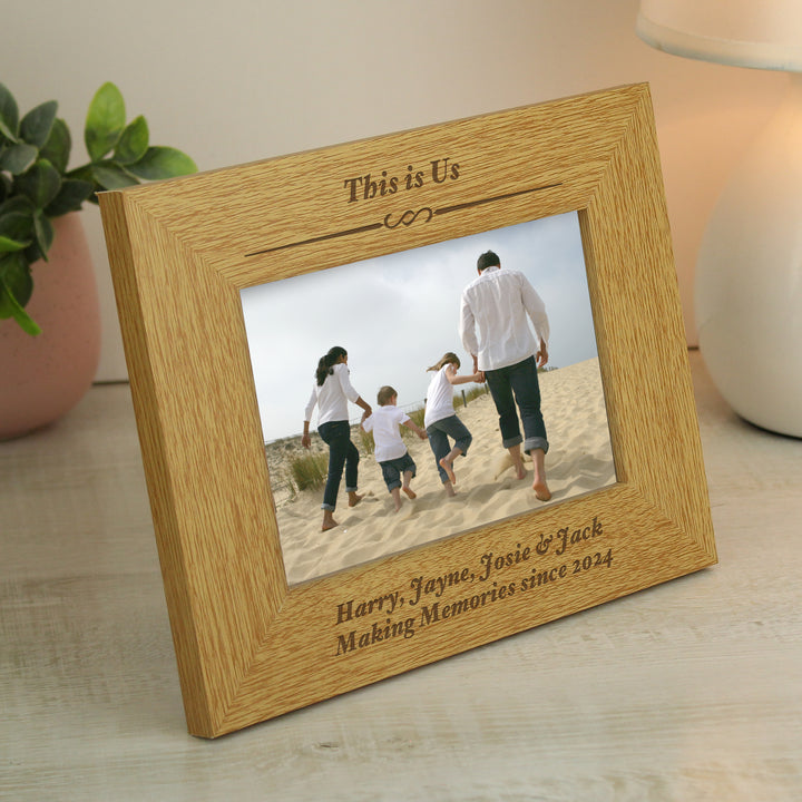 Buy Personalised Formal 6x4 Landscape Oak Finish Photo Frame available now at www.giftsfinder.co.uk