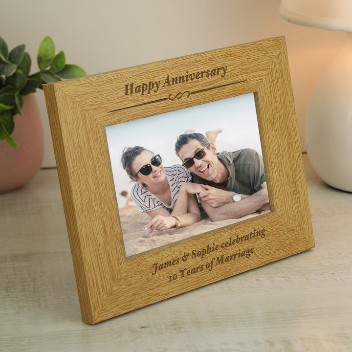 Buy Personalised Formal 6x4 Landscape Oak Finish Photo Frame available now at www.giftsfinder.co.uk