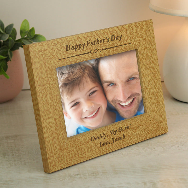 Buy Personalised Formal 6x4 Landscape Oak Finish Photo Frame available now at www.giftsfinder.co.uk