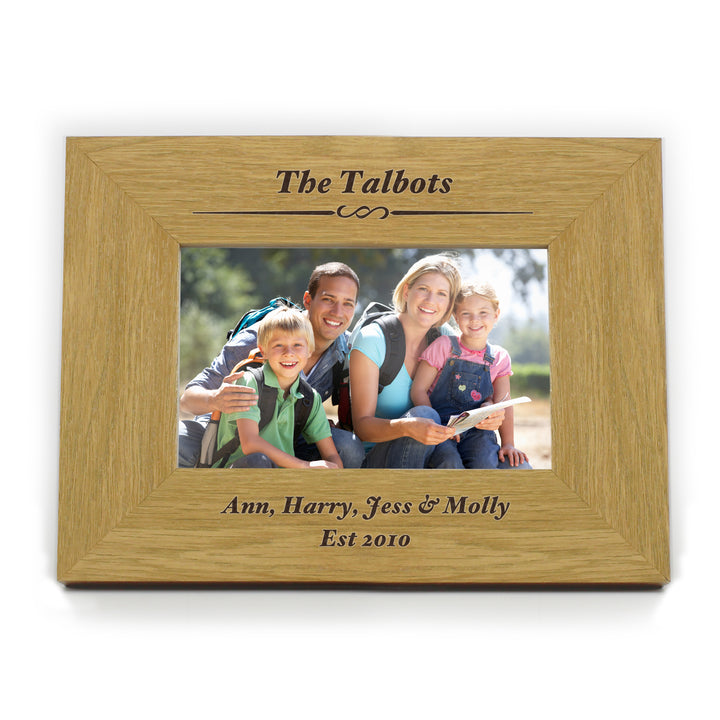 Buy Personalised Formal 6x4 Landscape Oak Finish Photo Frame available now at www.giftsfinder.co.uk