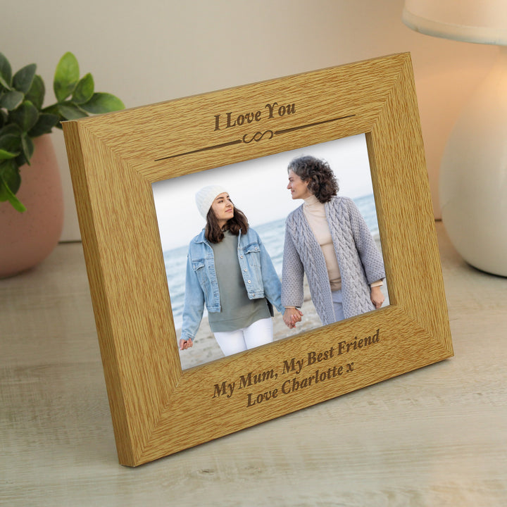 Buy Personalised Formal 6x4 Landscape Oak Finish Photo Frame available now at www.giftsfinder.co.uk