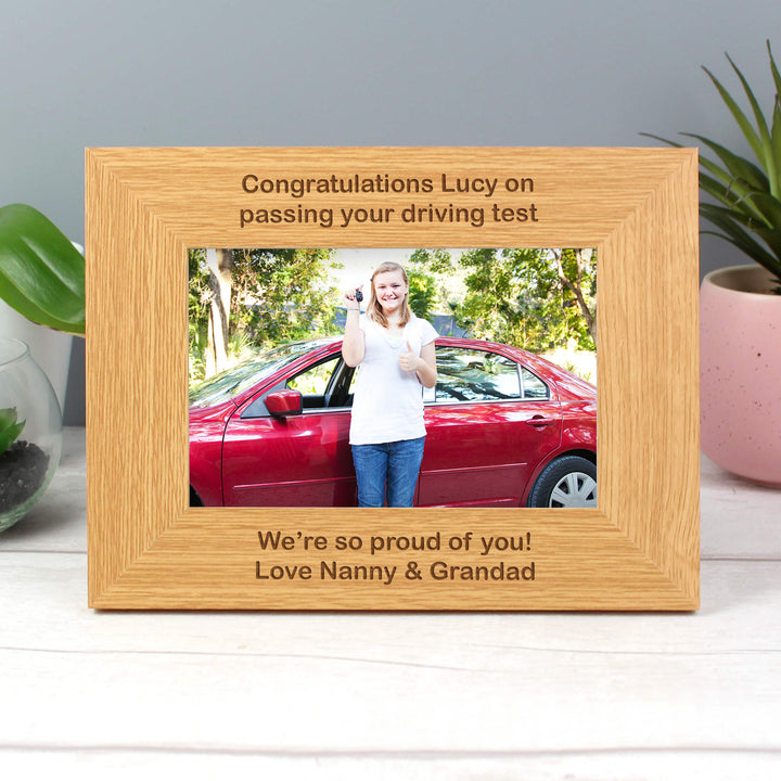 Buy Personalised Long Message 6x4 Landscape Oak Finish Photo Frame available now at www.giftsfinder.co.uk