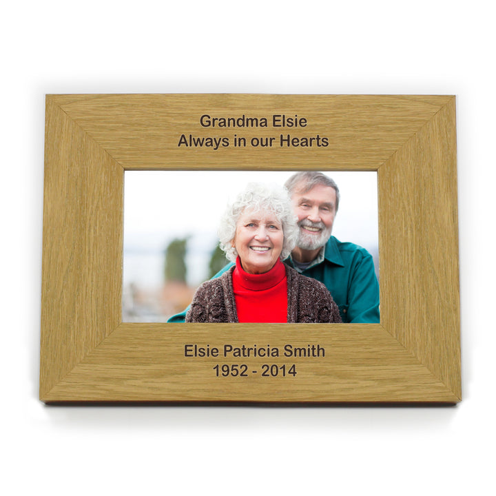 Buy Personalised Long Message 6x4 Landscape Oak Finish Photo Frame available now at www.giftsfinder.co.uk