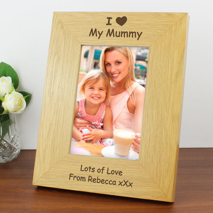 Buy Personalised I Heart 4x6 Oak Finish Photo Frame available now at www.giftsfinder.co.uk