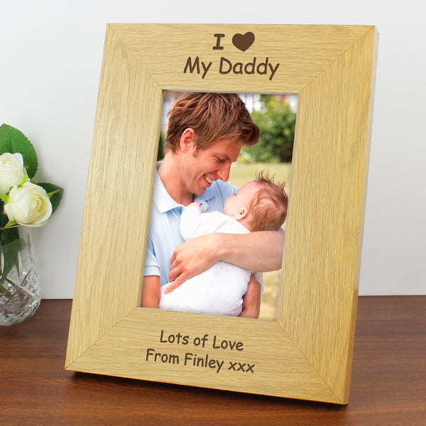 Buy Personalised I Heart 4x6 Oak Finish Photo Frame available now at www.giftsfinder.co.uk