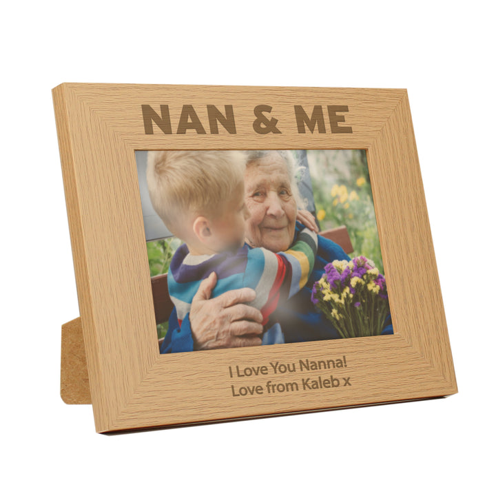 Personalised Nan & Me 7x5 Inch Landscape Wooden Photo Frame - part of the Gifts Finder Personalised Photo Frames collection