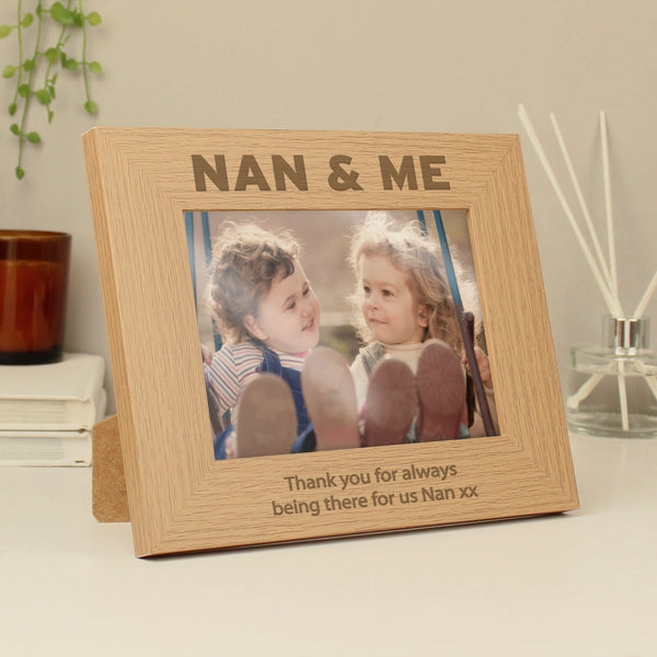 Buy Personalised Nan & Me 7x5 Landscape Wooden Photo Frame at www.giftsfinder.co.uk