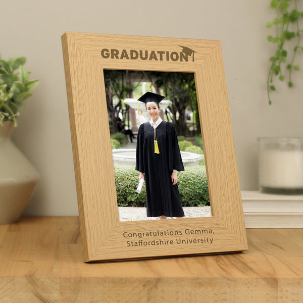 Buy Personalised Graduation 5x7 Wooden Photo Frame at www.giftsfinder.co.uk