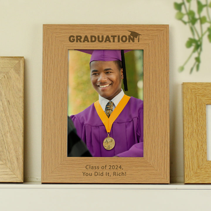 Personalised Graduation 5x7 Inch Wooden Photo Frame - part of the Gifts Finder Personalised Photo Frames collection