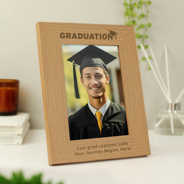 Personalised Graduation 5x7 Inch Wooden Photo Frame - part of the Gifts Finder Personalised Photo Frames collection