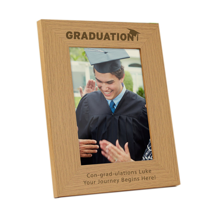 Personalised Graduation 5x7 Inch Wooden Photo Frame - part of the Gifts Finder Personalised Photo Frames collection