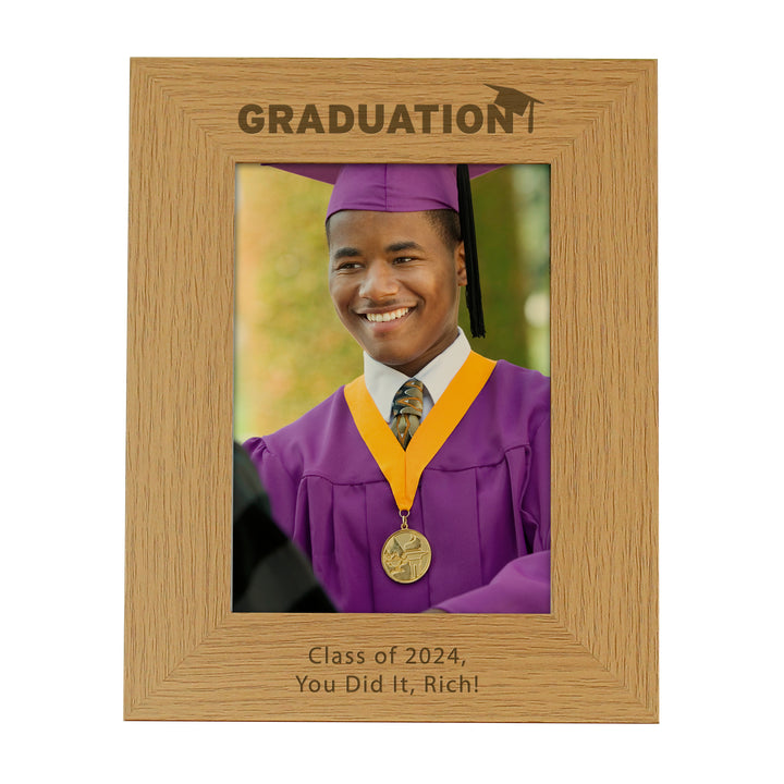 Personalised Graduation 5x7 Inch Wooden Photo Frame - part of the Gifts Finder Personalised Photo Frames collection