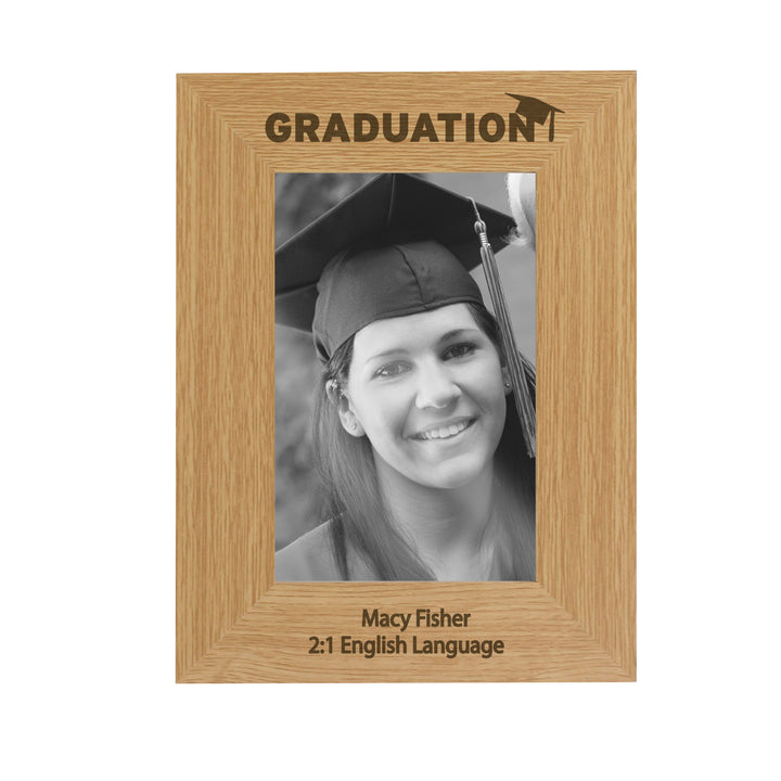 Personalised Graduation 4x6 Inch Oak Finish Photo Frame - part of the Gifts Finder Personalised Photo Frames collection