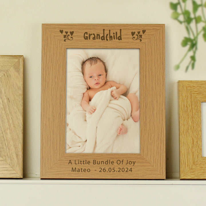 Buy Personalised Grandchild 5x7 Wooden Photo Frame at www.giftsfinder.co.uk